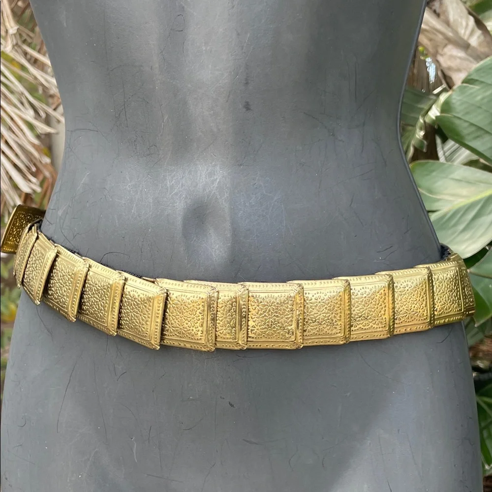 Gold metallic square link chain belt